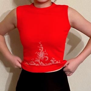 Vintage Red Embroidered 90s Euphoria Tank Top